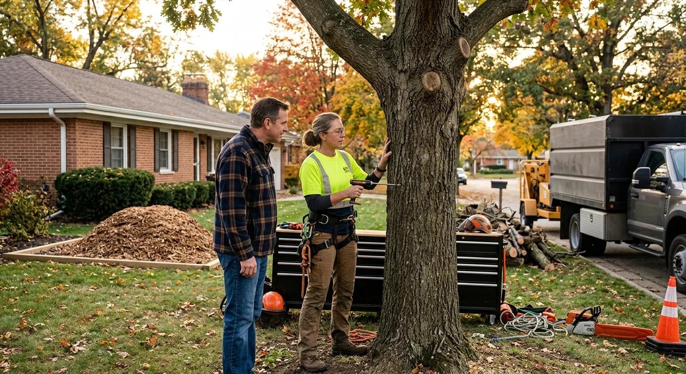 Newly planted shade tree adding curb appeal to a Carpentersville residential front yard