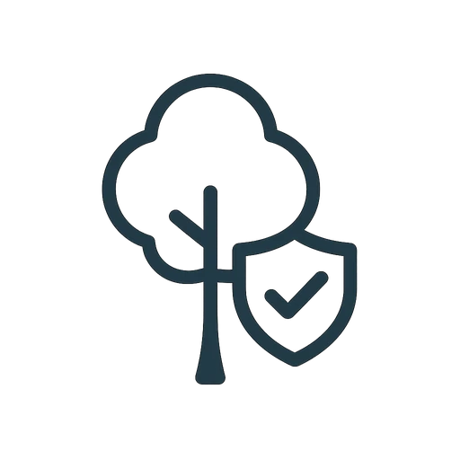 Line icon of a magnifying glass inspecting a tree trunk