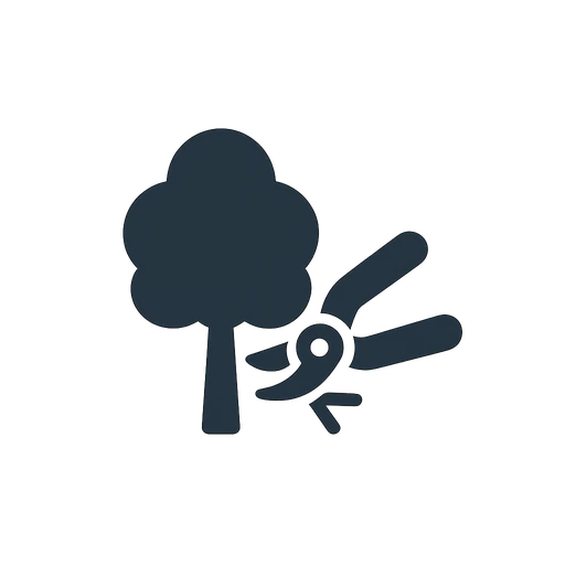 Line icon of hands making a precise pruning cut on a branch